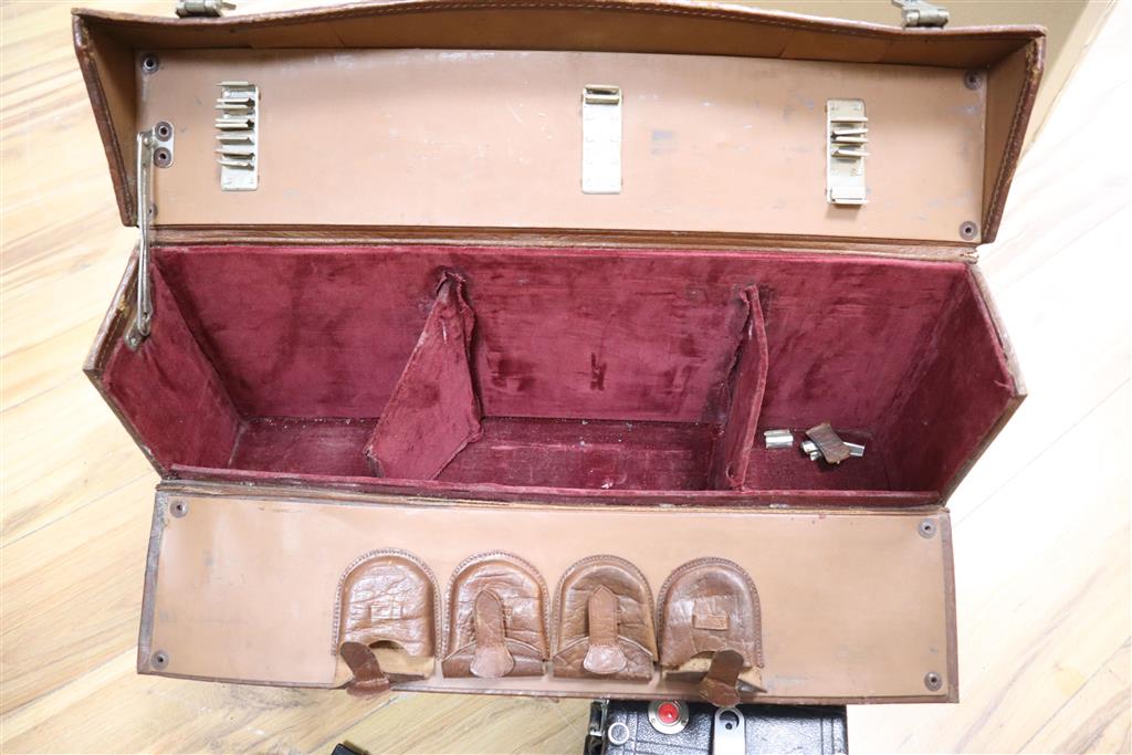 A Hinhof quatre plate camera, case and accessories